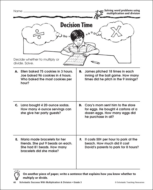 Division And Multiplication Word Problems Worksheets