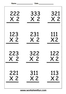 Multiplication Worksheets No Regrouping