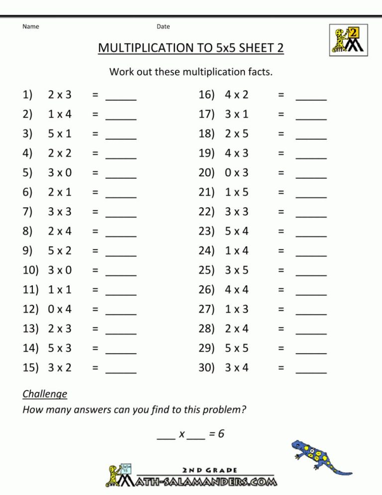 Large Print Multiplication Worksheets