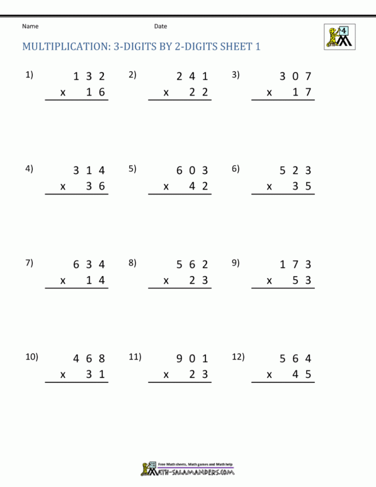 Multiplication Word Problems Worksheet