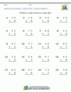 Great single digit multiplication worksheet pdf Literacy Worksheets