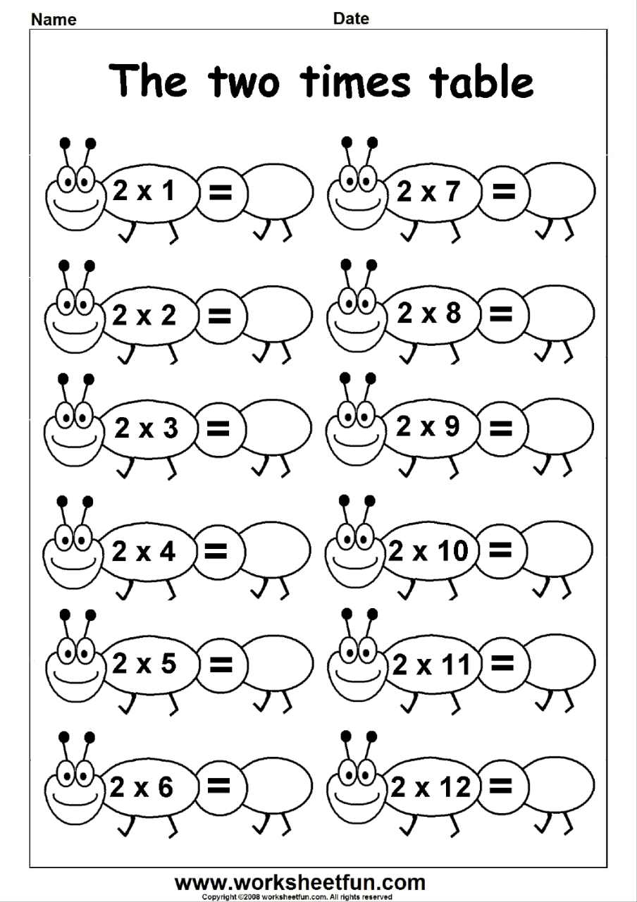 2'S Multiplication Worksheets