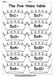 Arab Unity School Grade 1 C Blog Maths Multiply by 5 worksheets