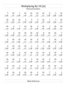 Multiplication Worksheets X10