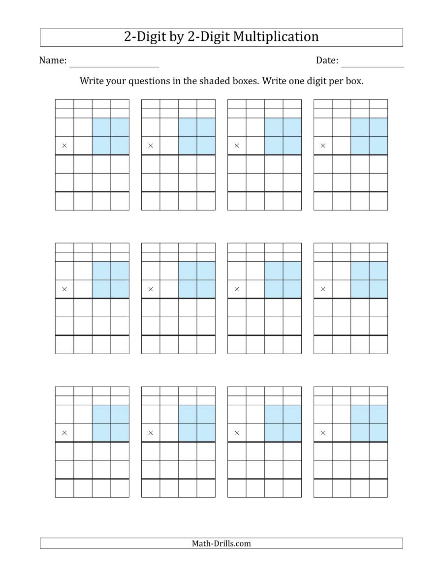 2 Digit X 2 Digit Multiplication Worksheets Times Tables Worksheets