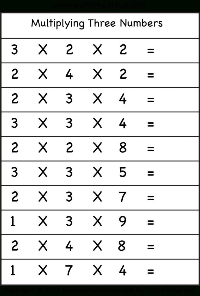 Multiplication Worksheets Times 3
