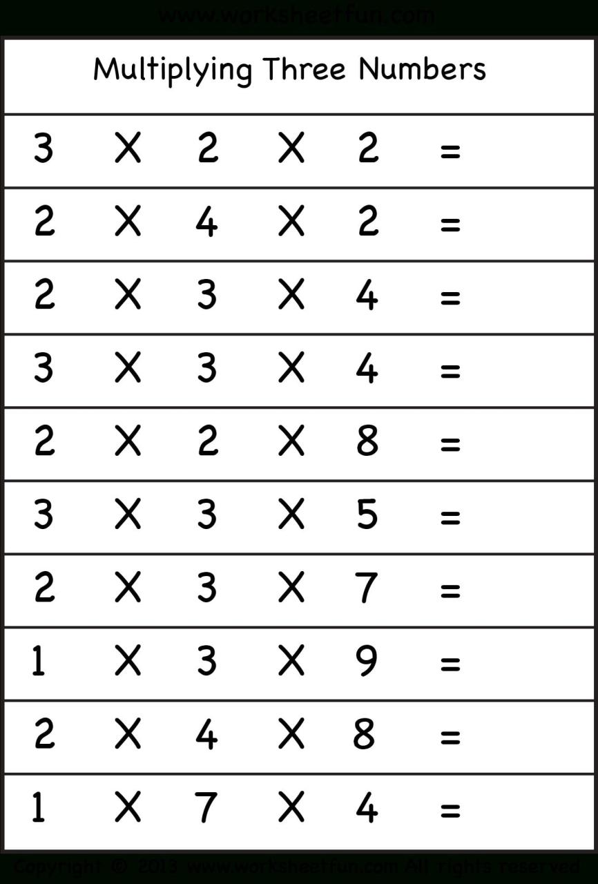 Multiplication Worksheets Times 3