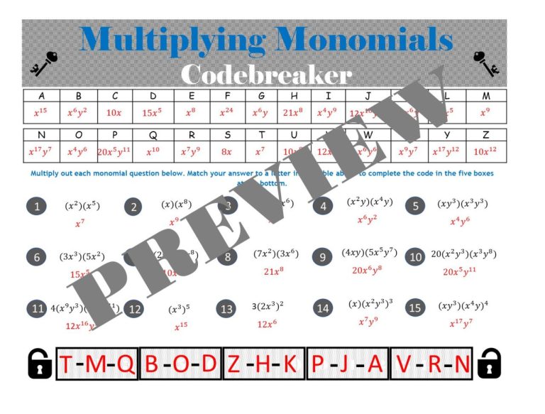Multiplication Code Breaker Worksheets