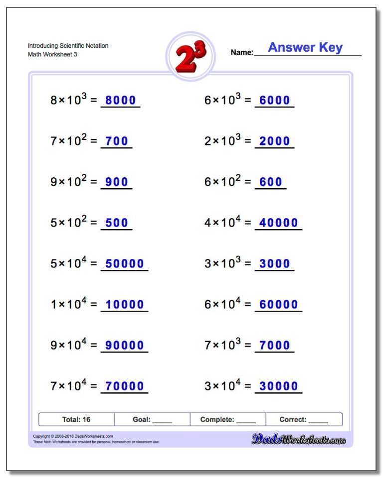 Multiplication Scientific Notation Worksheet
