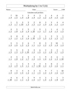 1s Multiplication Worksheets Times Tables Worksheets