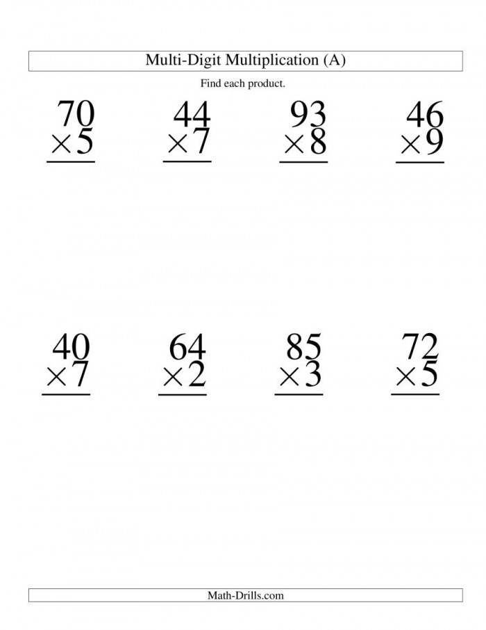 Multiplication Of 2 Digit Numbers Worksheets