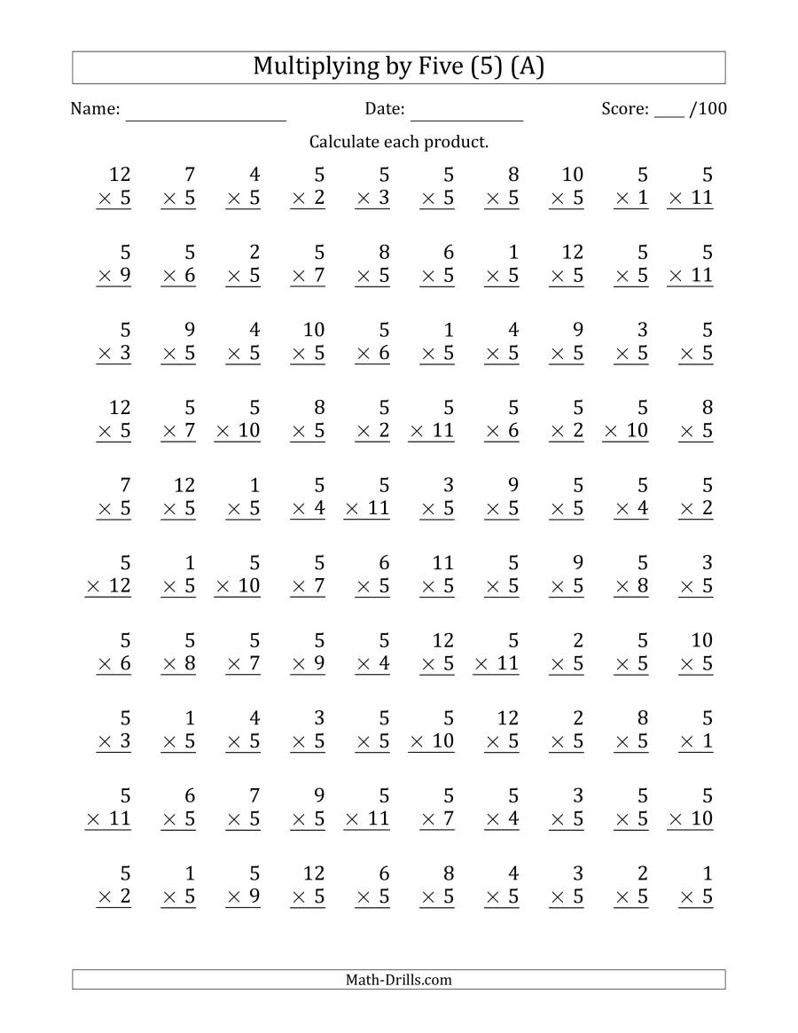 5S Multiplication Worksheets