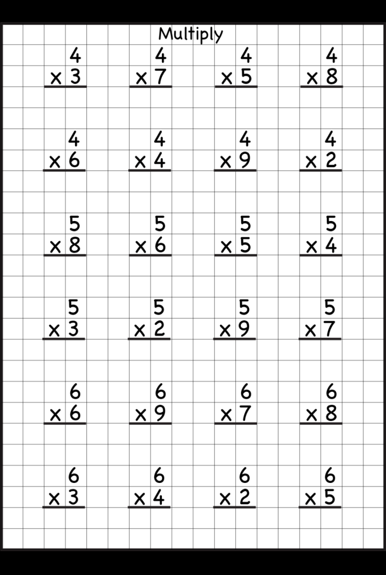 Multiplication Worksheet Printable Free