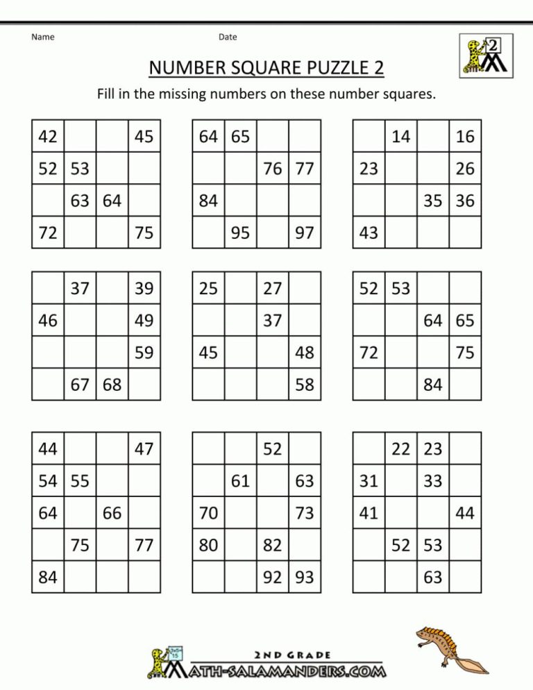 Multiplication Squares Worksheet