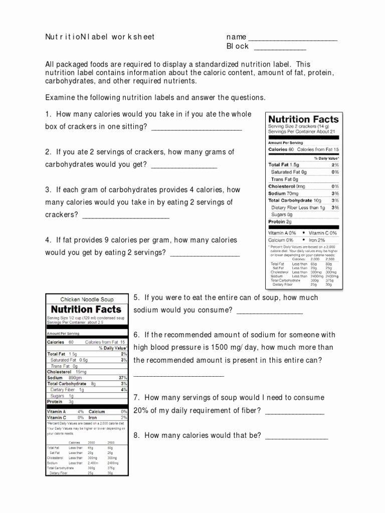 Chapter 10 Nutrition For Health Worksheet Answer Key