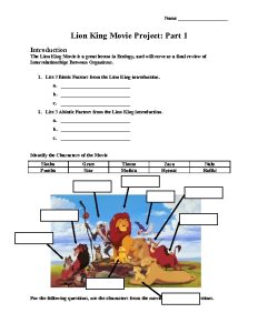 Lion King Ecology Worksheet Answers Worksheet List