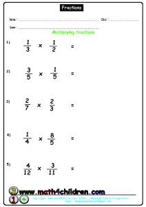 Multiplying Fractions Worksheet Worksheet for 4th 5th Grade Lesson