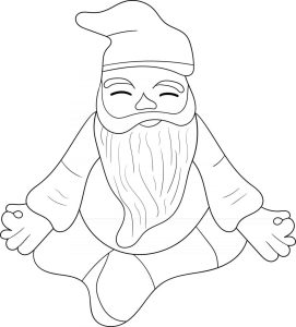 outline cute meditating gnomes perfect for coloring page 2691960 Vector