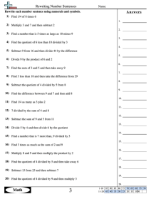 Rewriting Number Sentences Worksheet With Answer Key printable pdf download