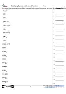 Identifying Rational And Irrational Numbers Worksheet With Answer Key