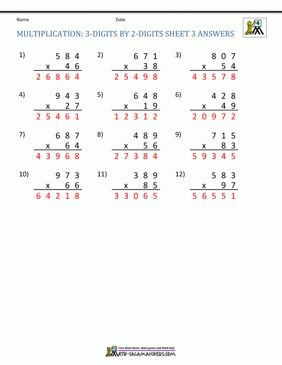 2 Digit By 2 Digit Multiplication Coloring Sheet 2 digit addition