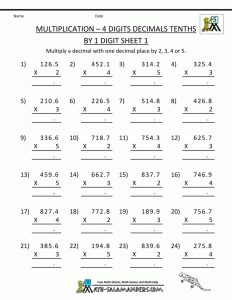 Multiplication Of Decimals Worksheets With Answers Multiplying
