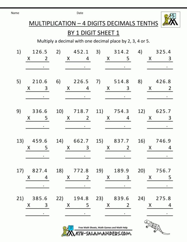 Estimate Multiplication Worksheet