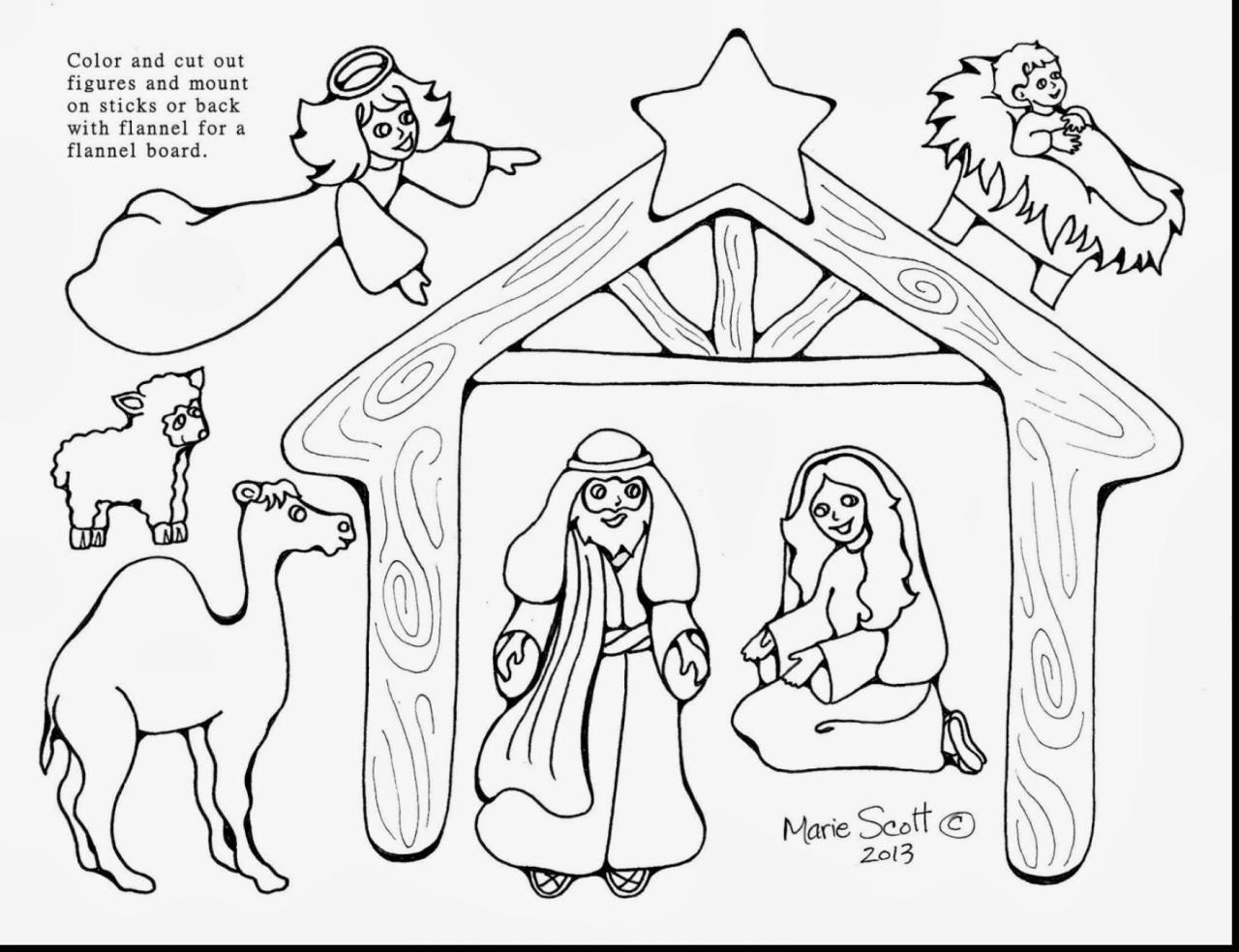 Nativity Scene Coloring Page