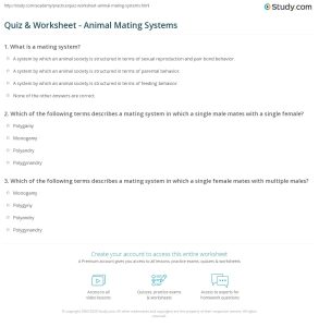 Quiz & Worksheet Animal Mating Systems
