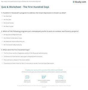 Quiz & Worksheet The First Hundred Days