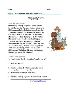 1St Grade Reading Comprehension Worksheets Pdf —