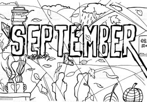 September Illustration Background And Coloring Page Stock Illustration