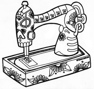 Yucca Flats, N.M. Wenchkin's coloring pages Skele Sewing Machine