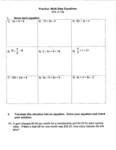Single Variable Algebra Worksheet