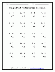 1 Digit Multiplication Worksheets 1000 images about multiplication