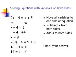 PPT Solving Equations with variables on both sides PowerPoint