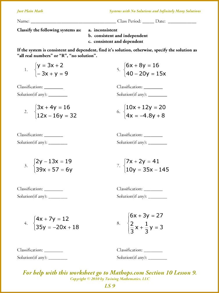 System Of Equations In 3 Variables Worksheet