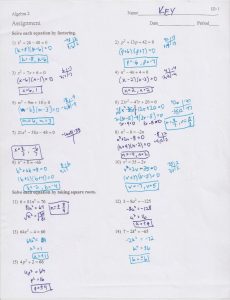 Algebra 2 Quadratic Formula Worksheet Answers —