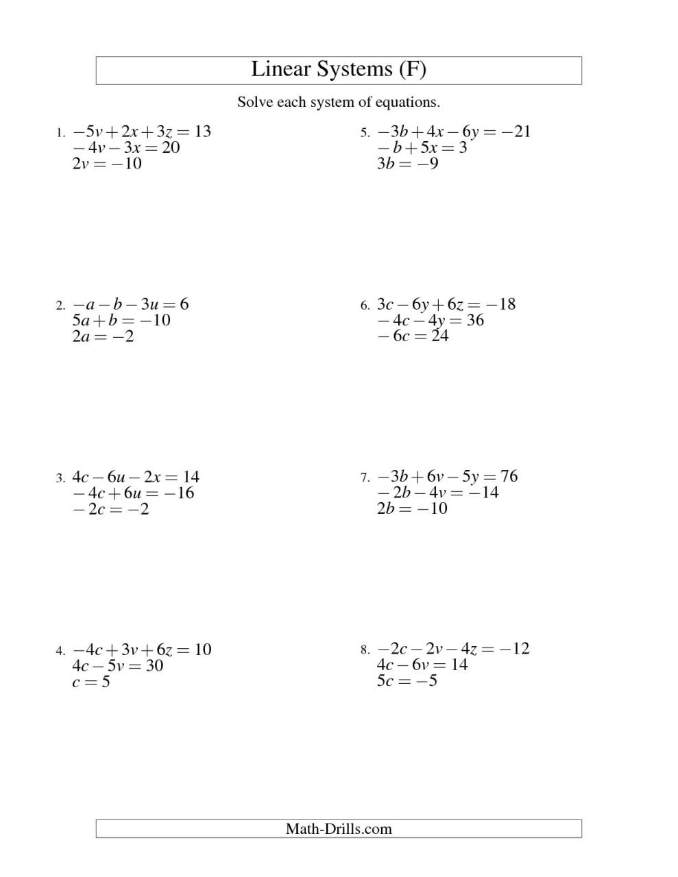 Solutions To Equations Worksheet Pdf