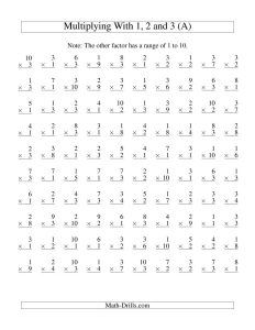 Multiplication Worksheets 1 3 Times Tables Worksheets