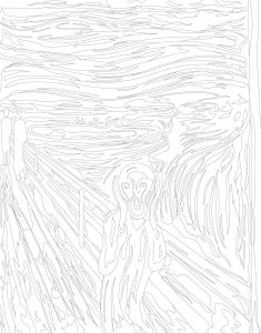 The Scream (1893) by Edvard Munch adult coloring page Download Free