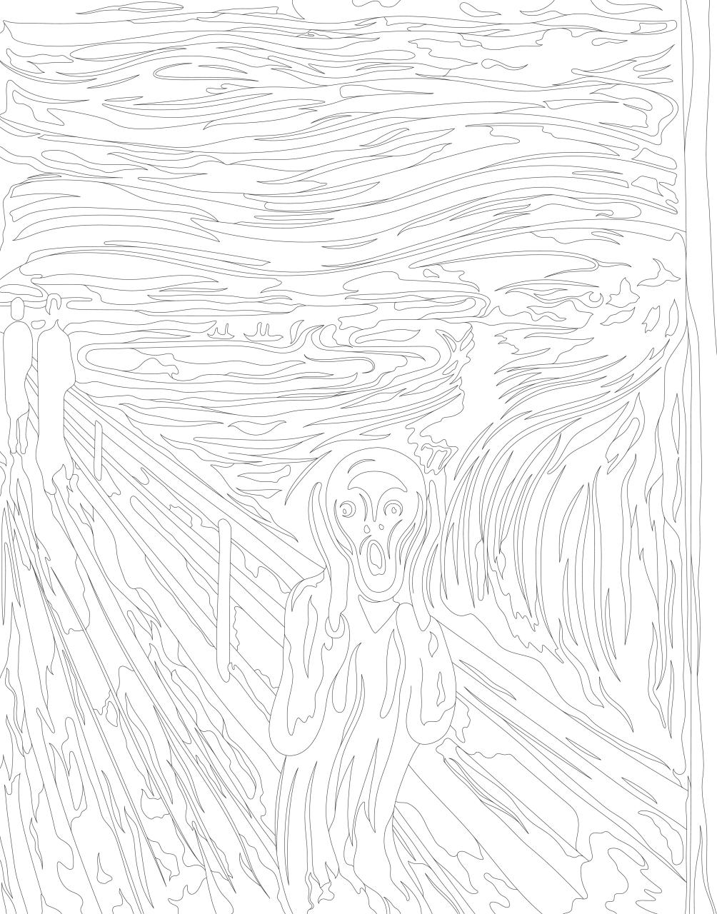 The Scream (1893) by Edvard Munch adult coloring page Download Free