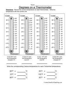 Degrees on a Thermometer Worksheet • Have Fun Teaching