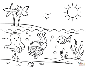 Tropical Beach coloring page Free Printable Coloring Pages