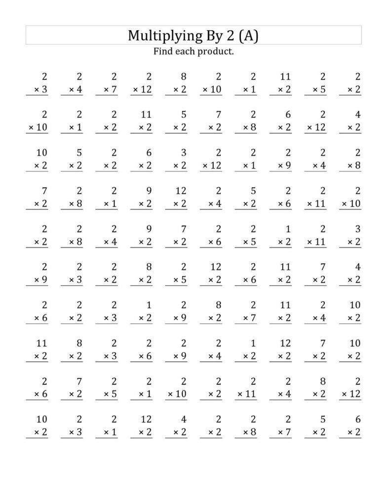 2X2 Multiplication Worksheet