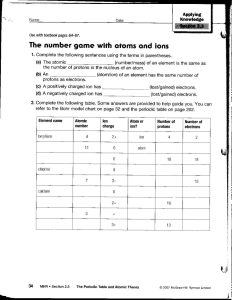 Valence Electrons and Ions Worksheet