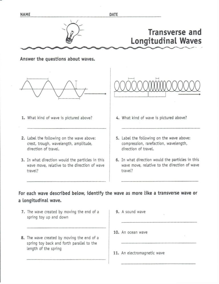 Wave Worksheet Answer Key