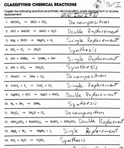 Types Of Chemical Reaction Worksheet Ch 7 Answers —