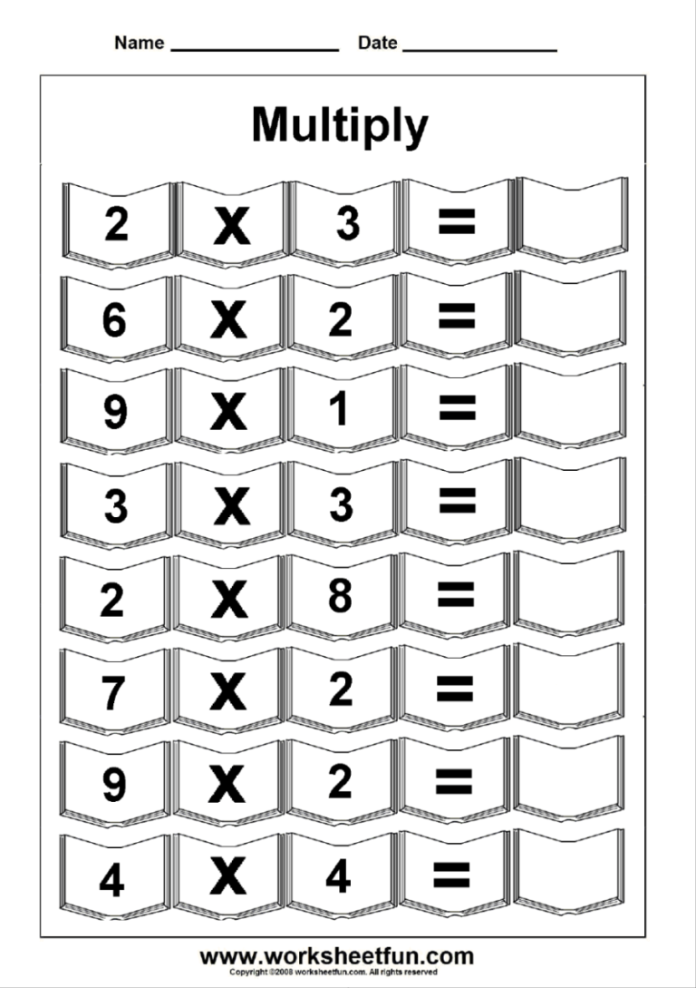 1 X 1 Multiplication Worksheets