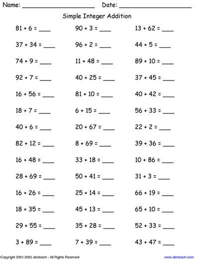 Free Printable Seventh Grade Free Printable 7th Grade Math Worksheets